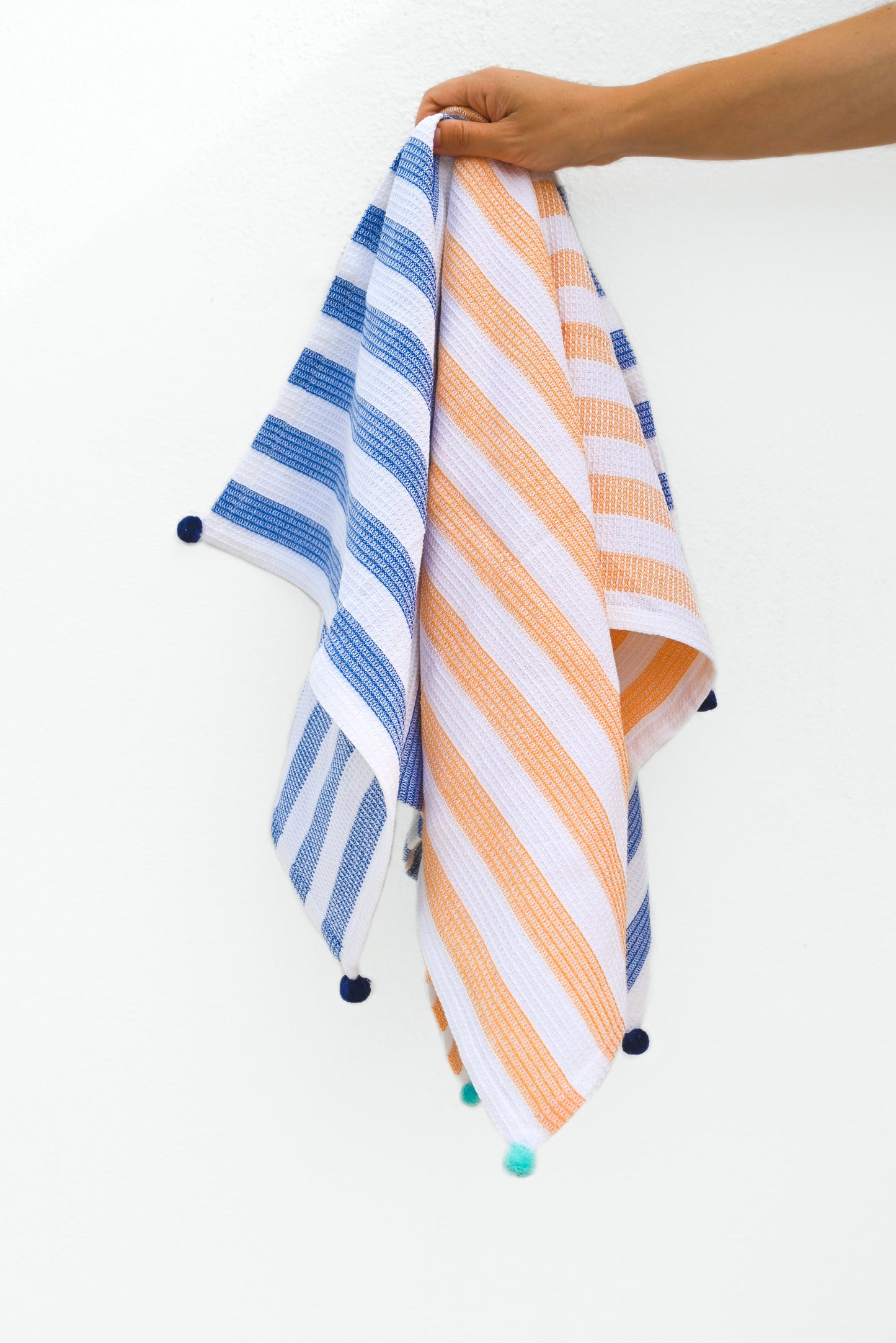 Kitchen Towel Waffle Stripe Blue